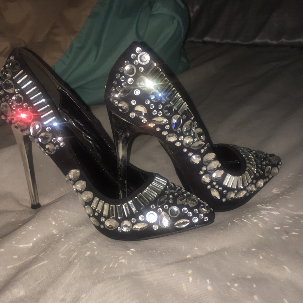 Black with diamond stiletto heels